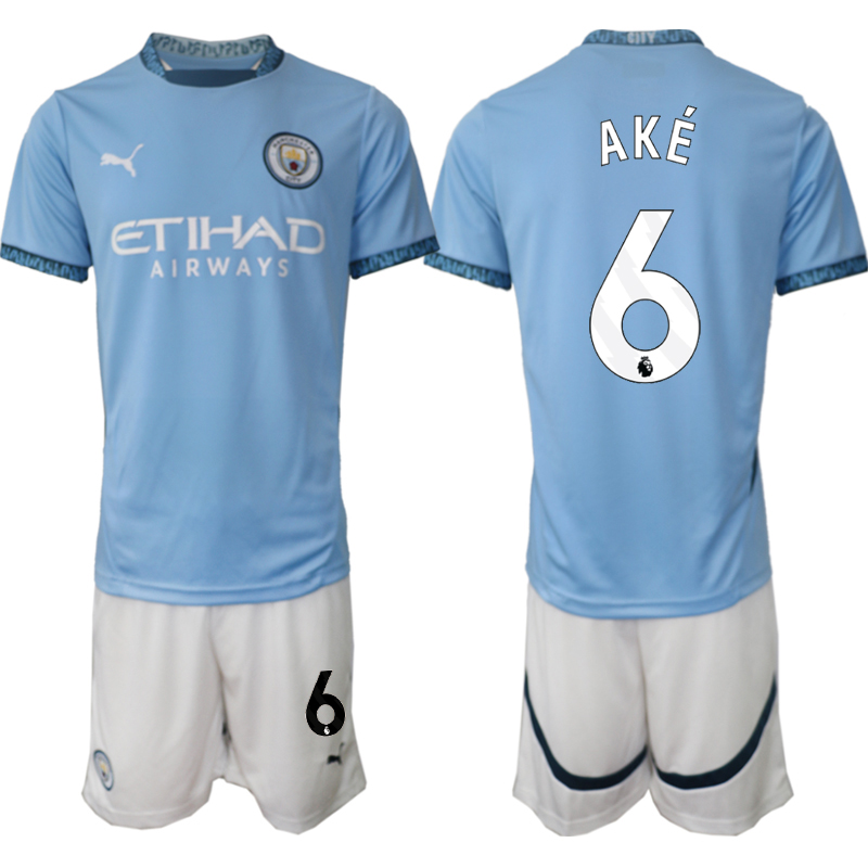 Men 2024-2025 Club Manchester City home blue #6 Soccer Jersey